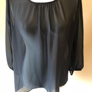 Sheer black blouse bowl in the back